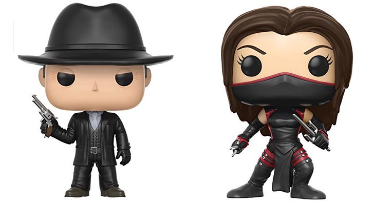 Funko de El Hombre de negro de 'Westworld' y funko de Elektra de 'Daredevil'