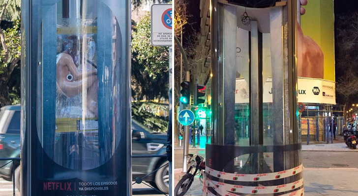 Imágenes de la &quot;funda&quot; antes y después del robo, realizada por Netflix