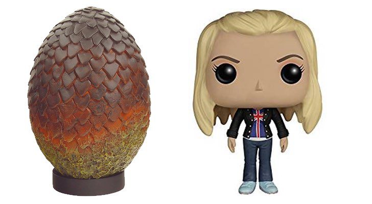Huevo de Drogon y Funko de Rose Tyler