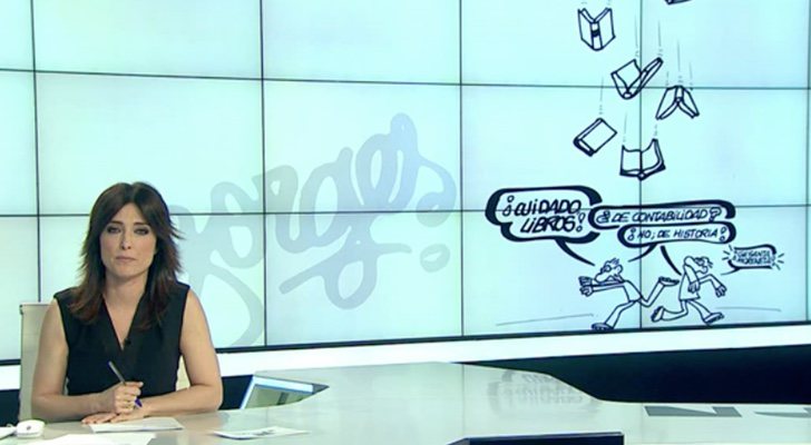 Helena Resano con una viñeta de Forges en 'laSexta noticias 14h'