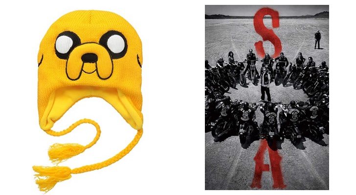 Gorro de 'Hora de aventiras' y póster de 'Sons of Anarchy'