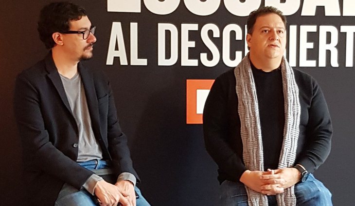 Alejandro Florez (DMAX) y Sebastián Mallorquín en la presentación de 'Escobar al descubierto'