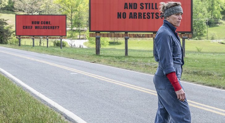 "Tres anuncios en las afueras" parte como favorita para ganar el premio a mejor película