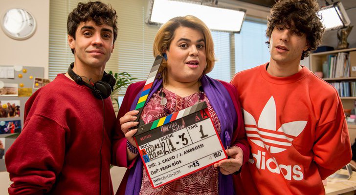 Los Javis y Brays Efe en el rodaje de 'Paquita Salas'