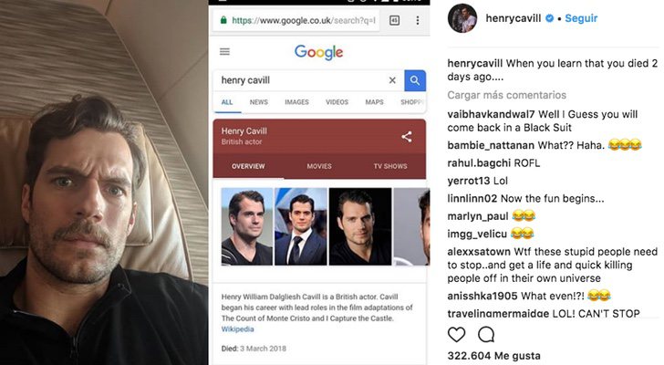 La publicación de Henry Cavill en Instagram sobre Wikipedia