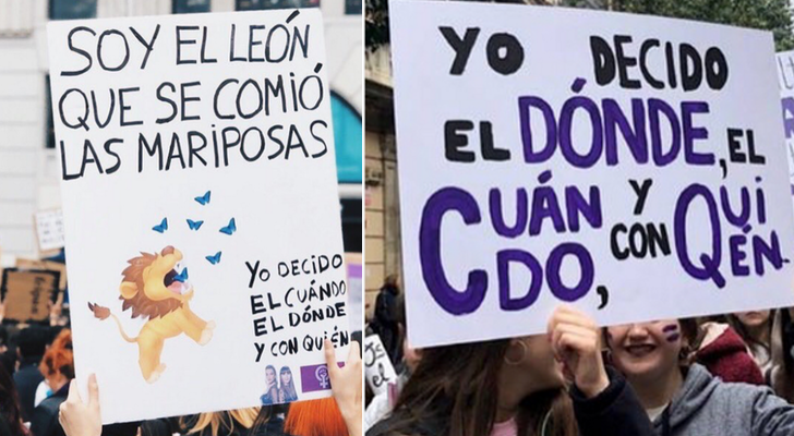 Carteles vistos en manifestaciones de España compartidos por Aitana