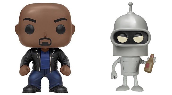 Funko de Luke Cage de 'Jessica Jones' y funko de Bender de 'Futurama'