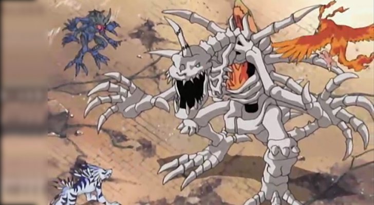 Skullgreymon se enfrenta a los Digimon