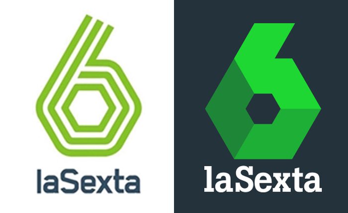 Logotipo de laSexta en 2006 a la izquierda y el actual a la derecha