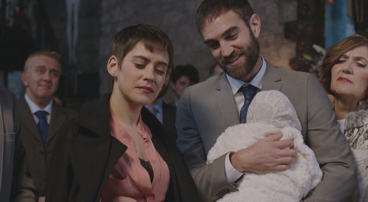 Carmen e Iñaki en el bautizo de Elaia