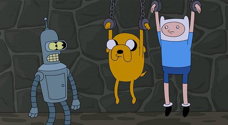 Bender se encuentra con Finn y Jake en el crossover entre 'Hora de aventuras' y 'Futurama'