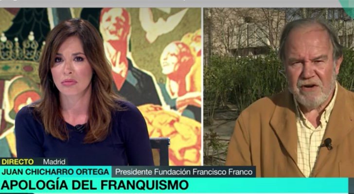 Mamen Mendizábal y el Presidente de la Fundación Franco en 'Más vale tarde'
