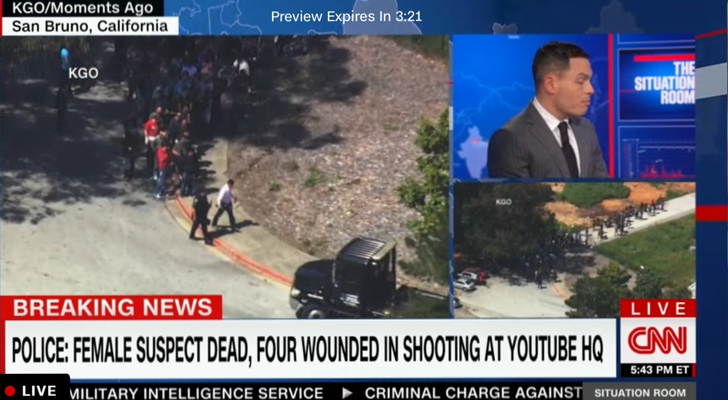 Imagen de la cobertura de CNN al tiroteo