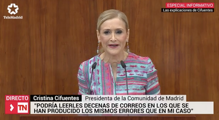 Cristina Cifuentes en la Asamblea de Madrid
