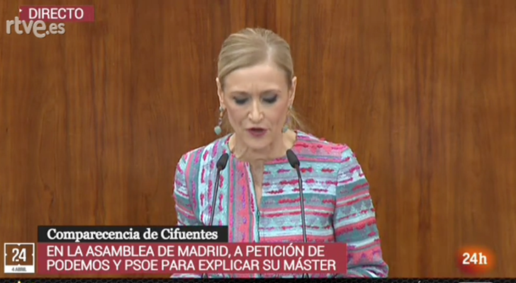 Cristina Cifuentes en la Asamblea de Madrid (Canal 24h)