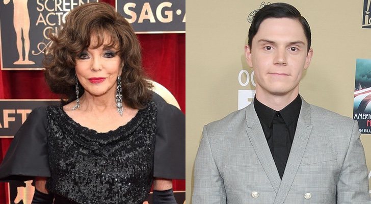 Joan Collins y Evan Peters