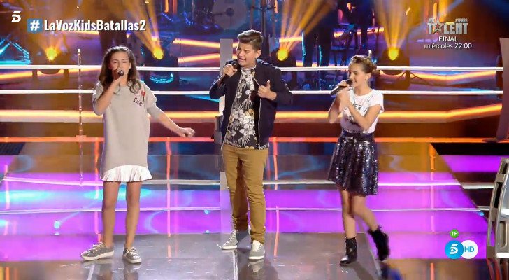 Juanfri, Isabel y Nerea en las Batallas de 'La Voz Kids'