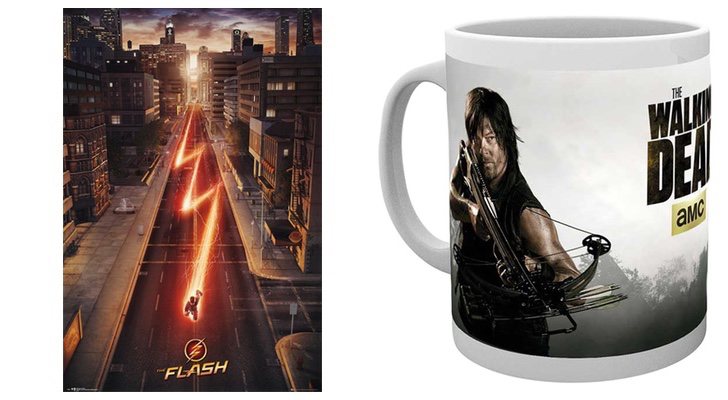Póster de 'The Flash' y taza de 'The Walking Dead'