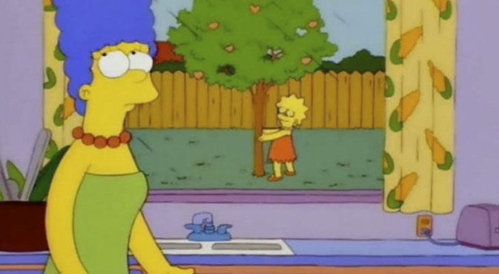 Lisa jugando con su melocotonero en 'Los Simpson'