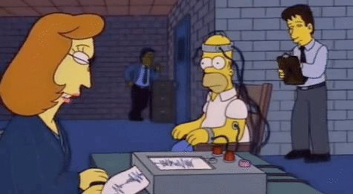 Homer pasando el polígrafo en 'Los Simpson'