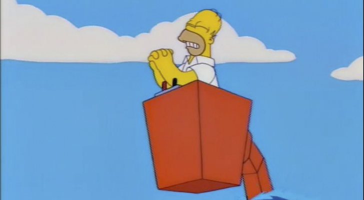 Homer rezando a Superman en 'Los Simpson'