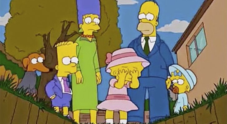 Los Simpson enterrando a Bola de Nieve II