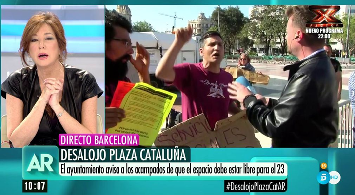 Ana Rosa Quintana en el instante del altercado en directo