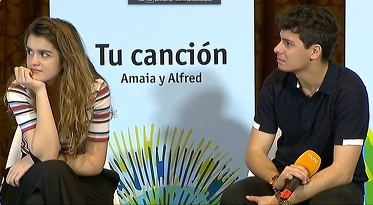 Alfred y Amaia durante la rueda de prensa de Eurovisión 2018