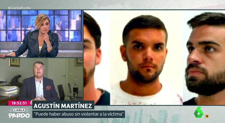 Cristina Pardo, Agustín Martínez e imágenes de miembros de La Manada en 'Liarla Pardo'