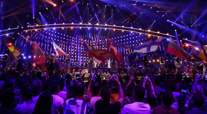 El escenario del Altice Arena durante el 'Festival de Eurovisión 2018'