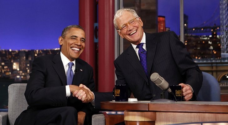 El programa 'Late Night Show' en CBS con David Letterman y Barack Obama