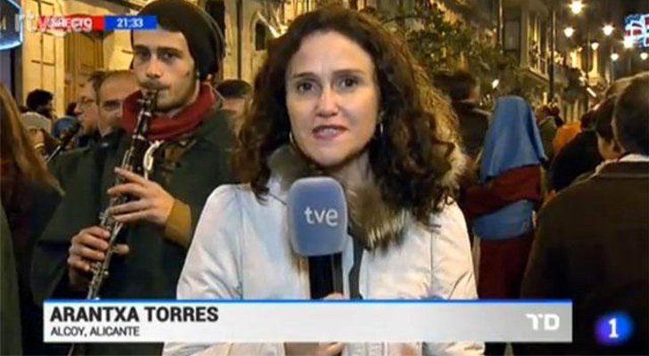 Arantxa Torres, informando para TVE