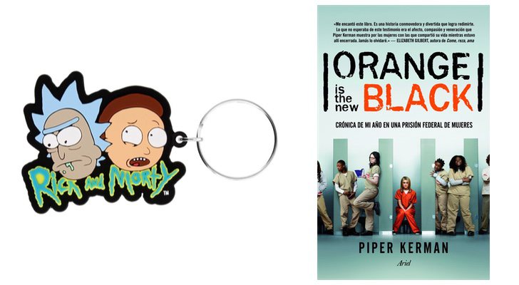 Llavero de 'Rick y Morty' y Libro "Orange is the new black: Crónica de mi año en una prisión federal de mujeres"
