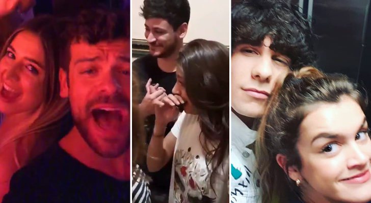 Mimi y Ricky, Cepeda y Ana Guerra y Javier Calvo y Amaia en la reunión de 'OT 2017' con motivo del debut de Nerea en "La llamada"