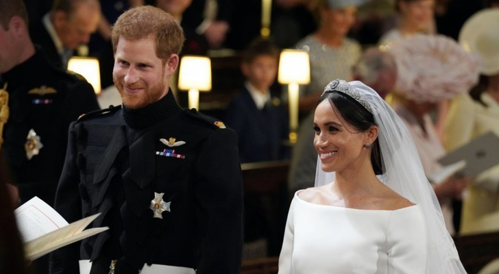 Harry y Meghan durante la ceremonia de su boda en el castillo de Windsor
