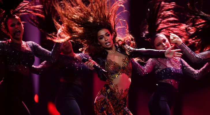 Eleni Foureira durante su actuación en la gran final del Festival de Eurovisión 2018