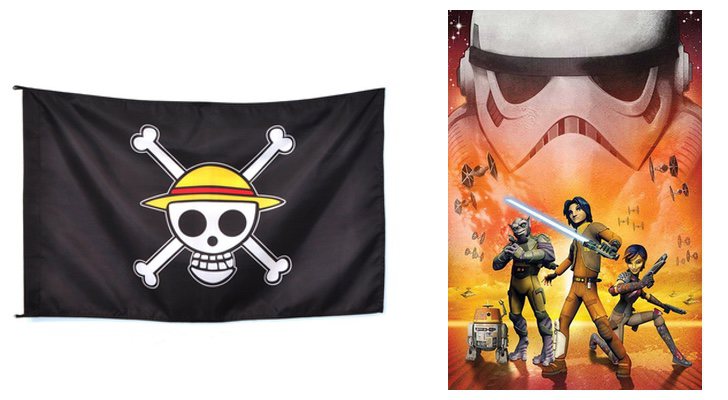 Bandera de 'One Piece' y póster de 'Star Wars: Rebels'