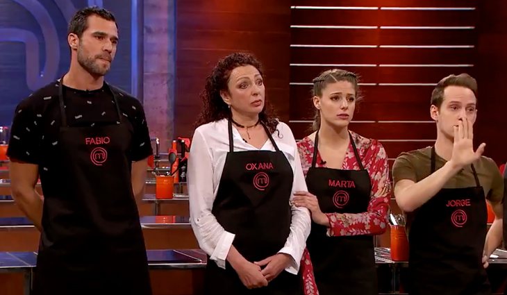 Fabio, Oxana, Marta y Jorge en la prueba de plató de &#39;MasterChef&#39;