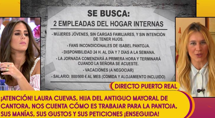 Anabel Pantoja y Laura Cuevas en 'Sálvame'