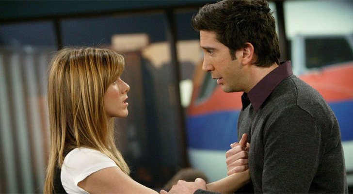 Rachel y Ross en el final de 'Friends'