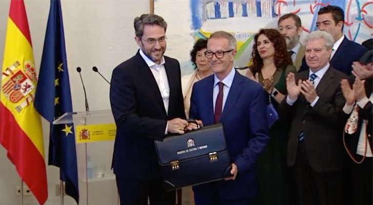 Màxim Huerta y José Guirao en el traspaso de carteras del ministerio de Cultura y Deporte