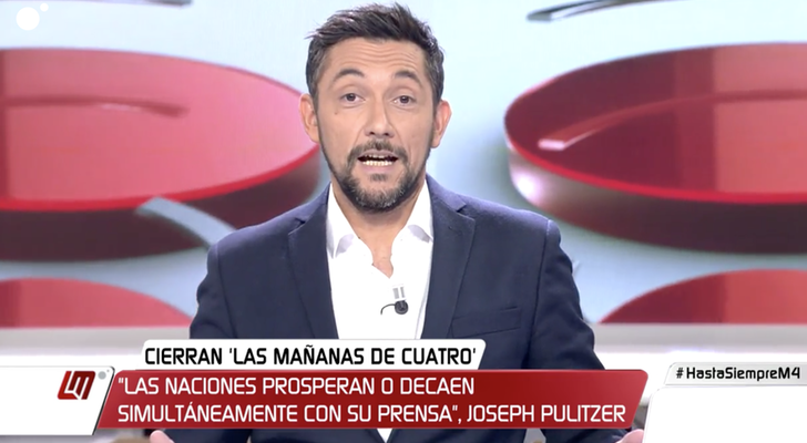 Javier Ruiz en su despedida de 'Las mañanas de Cuatro'
