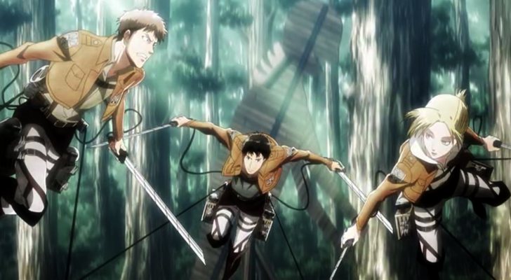 Jean, Bertolt y Annie practican con sus equipos de maniobras en 'Ataque a los titanes'