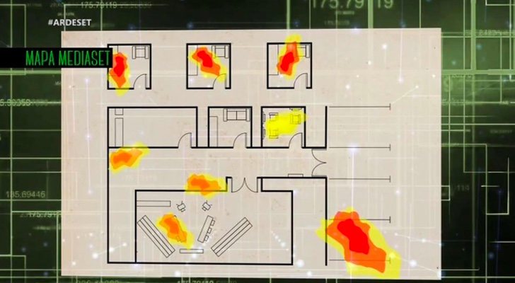 Mapa de Mediaset con los puntos "calientes" de María Lapiedra y Gustavo González, en 'Cazamariposas'