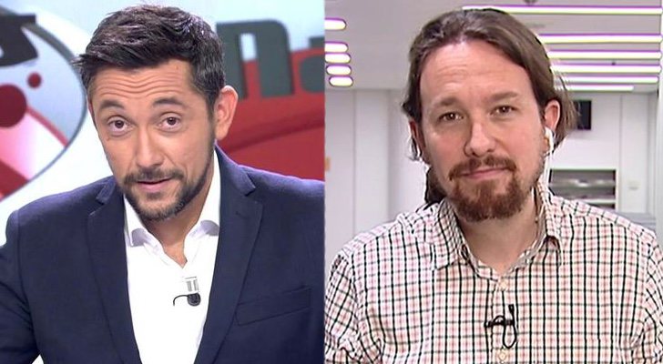 Javier Ruiz y Pablo Iglesias en 'Las mañanas de Cuatro'