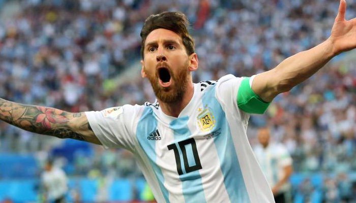El futbolista Messi en el partido de Argentina-Nigeria