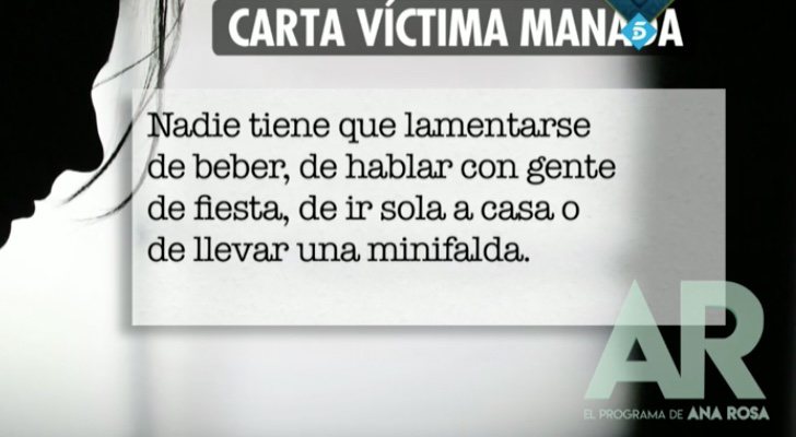 Una de las frases escrita por la víctima de La Manada