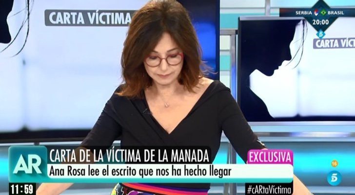 Ana Rosa lee la carta de la víctima de La Manada en 'El programa de Ana Rosa'