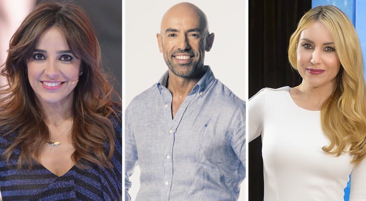 Carmen Alcayde, Emilio Pineda y Berta Collado, presentadores de las retransmisiones del Orgullo en Telemadrid