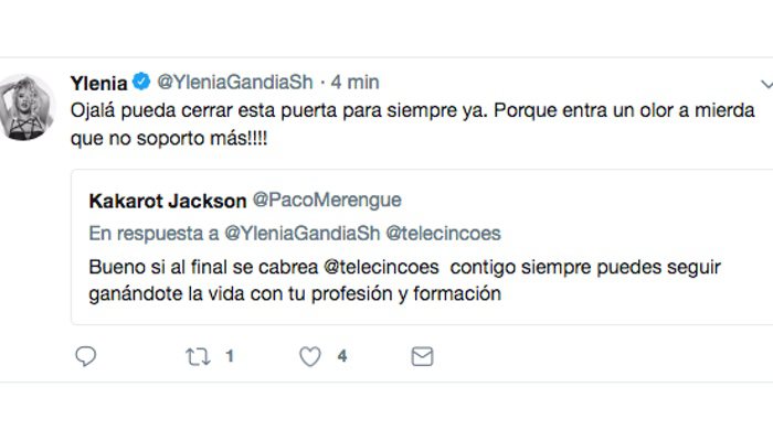 Los tweets de Ylenia Padilla contra Telecinco